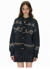 Heart Jacquard Toggle Cardigan Sweater - COPPING THREADS - CHICISLAND